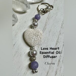 2/$40 - Lava Heart Essential Oil Diffuser Beaded Purse Charm - Handmade